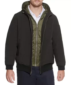 Big & Tall Dockers® Hooded Softshell Bomber Jacket with Puffer Bib