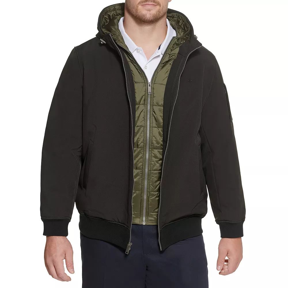 Big & Tall DockersĀ® Hooded Softshell Bomber Jacket with Puffer Bib
