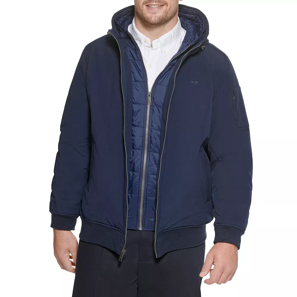 Big & Tall DockersĀ® Hooded Softshell Bomber Jacket with Puffer Bib - Image 3