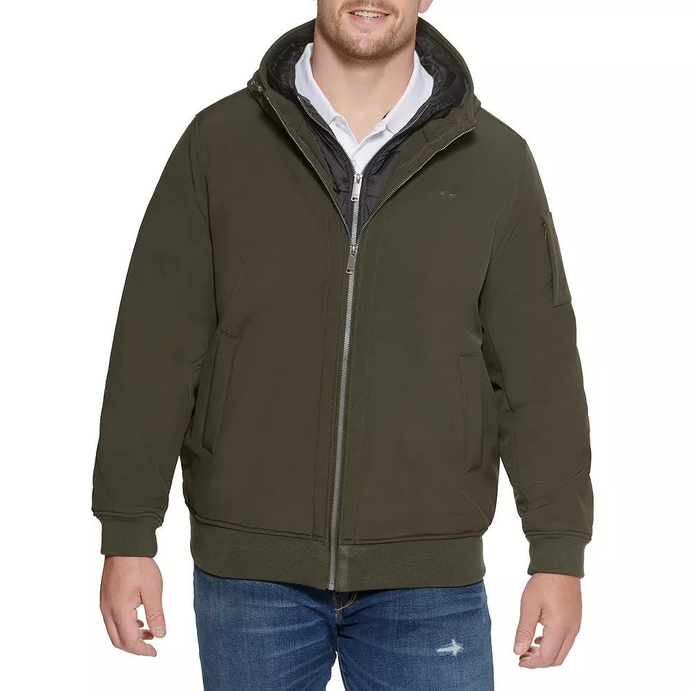 Big & Tall DockersĀ® Hooded Softshell Bomber Jacket with Puffer Bib - Image 4