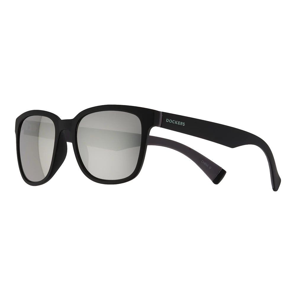 Men's Dockers® Rubberized Silver Mirror Square Sunglasses
