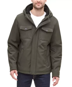 Men's Dockers Hooded Softshell Sherpa Lined Jacket