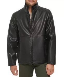 Men's Dockers Faux Leather Jacket with Quilted Bib